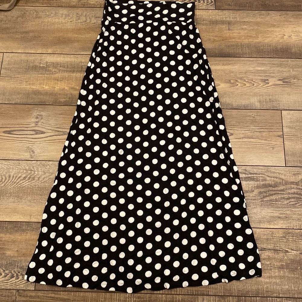 Black and White Polka Dot Maxi Skirt